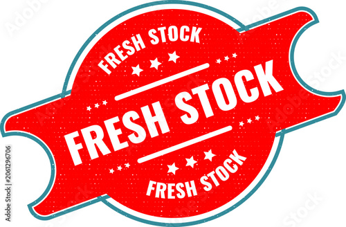 Tableau sur toile A bright red fresh stock label with white bold text for retail inventory and com