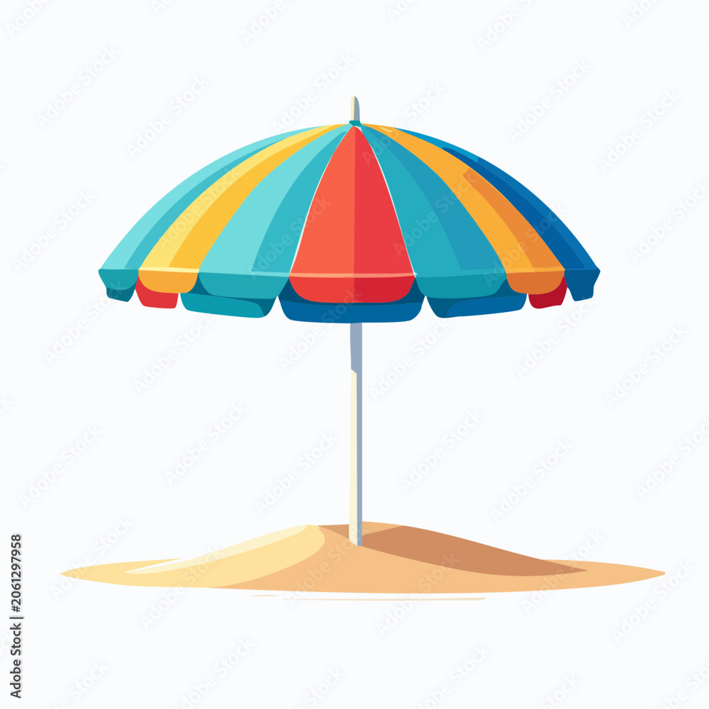 Obraz premium Colorful Beach Umbrella on Sand