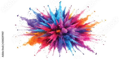 Tableau sur toile Colorful paint powder explosion with bright neon colors and dynamic splash parti