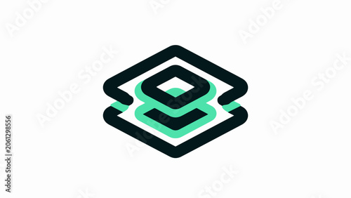 Black and green isometric diamond layer icon