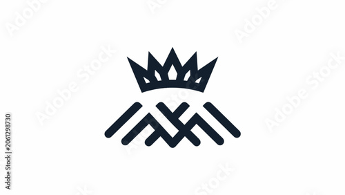 Obraz na plátně Black geometric crown mountain peak logo symbol.