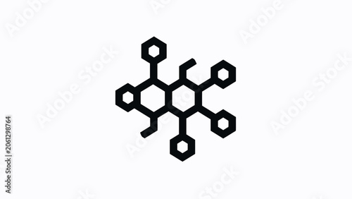 Photos Black hexagonal molecule icon representing science technology.