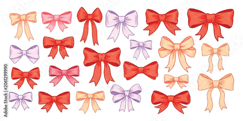 Slika na platnu Set of colorful decorative gift bows and ribbons for holidays and celebrations