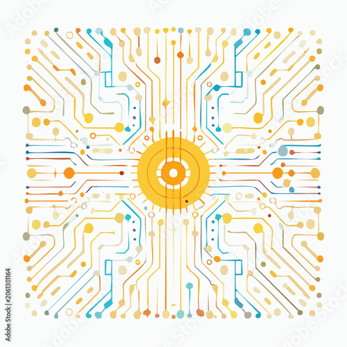 Abstract Circuit Board Design with Central Sun-like Element
