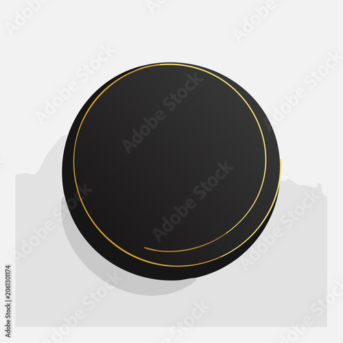 Black Circle with Gold Border on White Background