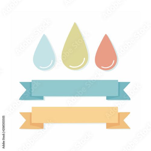 Three colorful teardrop shapes vector