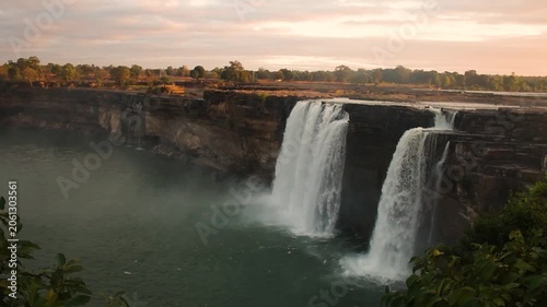 Chitrakote Waterfalls at Sunrise in Slow Motion