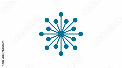 Blue geometric node network starburst icon.
