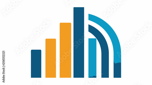 Colorful bar chart and arch finance growth logo icon