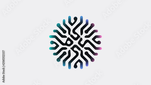 Colorful circular neural network ai logo symbol.