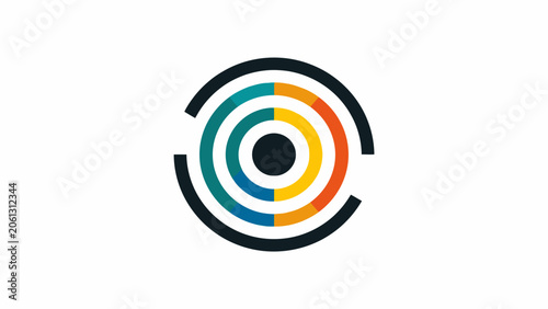 Colorful concentric circle target logo with eye motif.