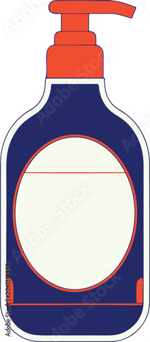 Blue Pump Bottle Vector Illustration for Liquid Soap, Shampoo or Lotion Isolated on White Background
