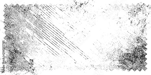 Distressed grunge texture with diagonal lines and speckles on white background scratch rough