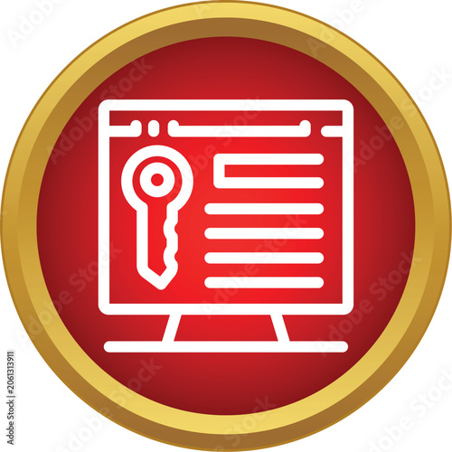 Computer screen showing a key for digital access and online security