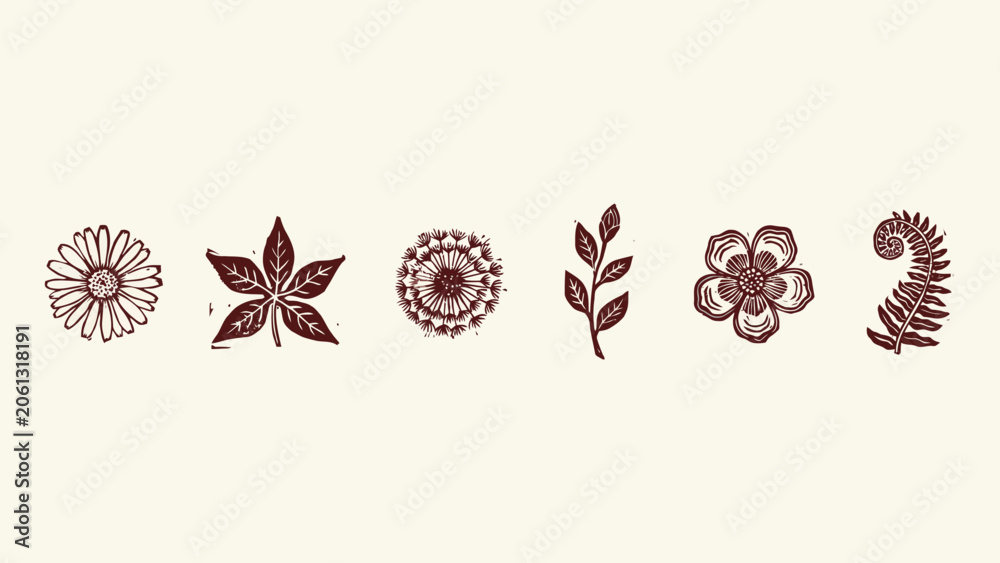 Obraz premium Minimalist floral and botanical vector illustrations set