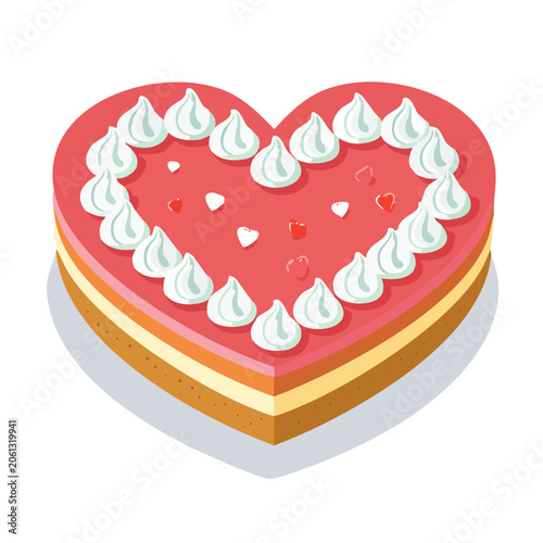 Heart Shaped Cake with Cream Decoration