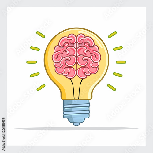 Light bulb with brain inside symbolizing idea and innovation