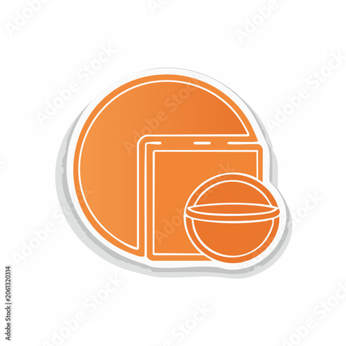 Orange server and cloud icon set