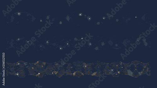 Cuadro en lienzo Wave formations in blue and gold a vector illustration