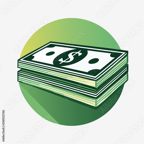 Stack of US Dollar Bills with Dollar Sign
