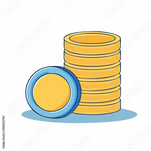 Stack of Gold Coins and a Single Coin