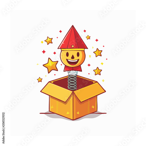 Flat design gift box with star and ribbon