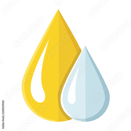 Oil and water droplet icon set in flat design