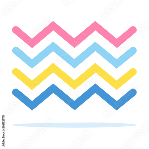 Zigzag geometric pattern in pink blue yellow