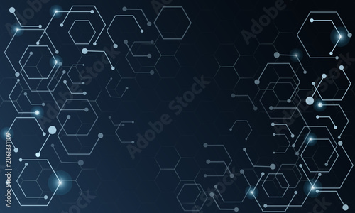 Abstract background made of a grid of hexagons and geometric shapes. File EPS 10