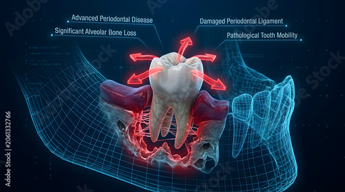 Advanced periodontal disease visualization with 3d wireframe model