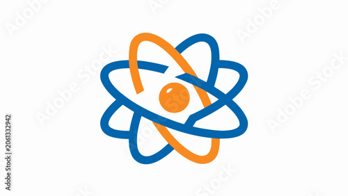 Fotografie Dual tone orange and blue atomic orbital icon