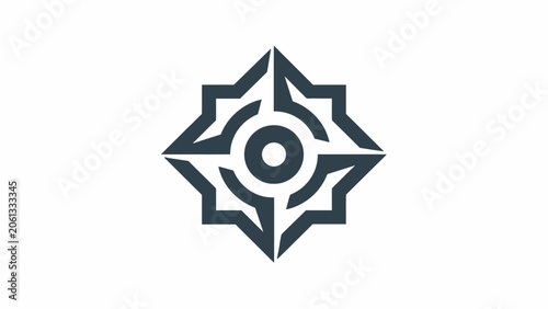 Quadro su tela Geometric dark grey star compass logo symbol.