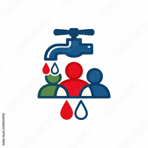 Water scarcity affecting diverse groups of people, symbolizing global access to clean water issues