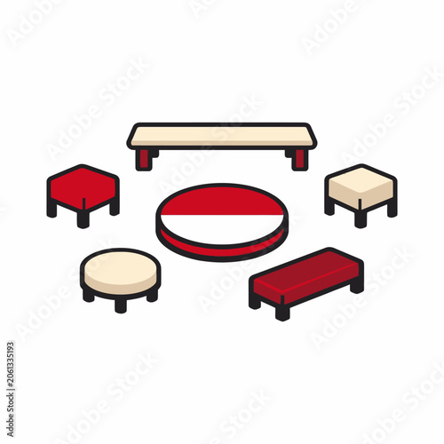Indonesia Independence Day furniture set with national flag colors and symbols