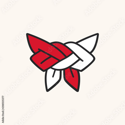 Indonesia Independence Day abstract knot design in red and white colors