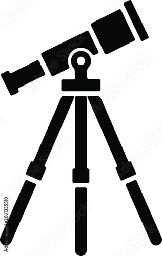 Silhouette vector telescope for astronomical observation on a tripod stand design