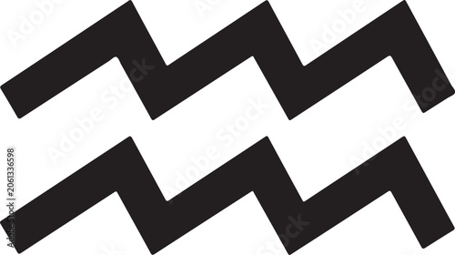 Aquarius zodiac sign symbol simple black glyph for astrology and horoscope isolated on white background
