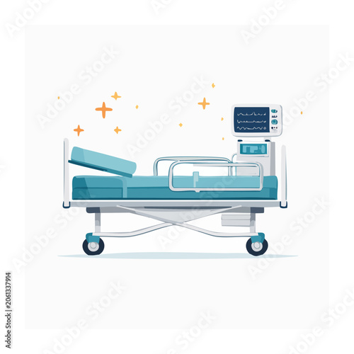 Blue medical trolley on wheels with storage