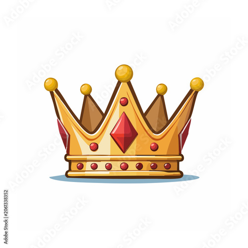 Gold crown with red jewel vector