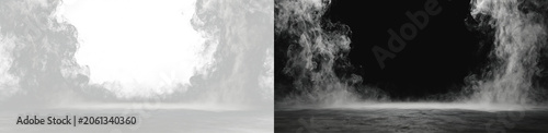 Photos Abstract realistic stage smoke on gray and black background, horizontal dense si