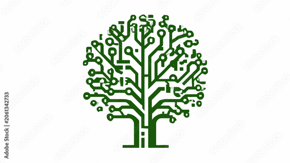 Fototapeta premium Green digital circuit board tree growth logo
