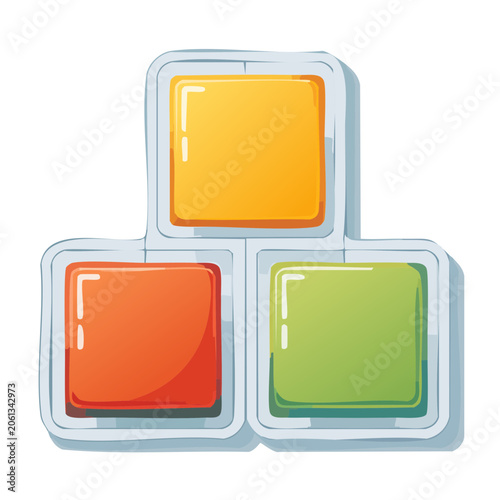 Colorful Ice Cubes in Flat Design Style