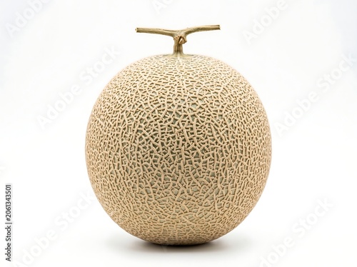 A whole premium Yubari King melon on a white background