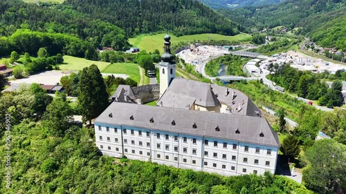 Historic Monastery Above Gloggnitz Surrounded by Forested Hills in Lower Austria