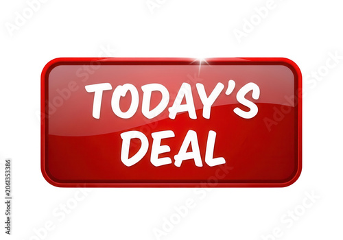 Red button with today's deal sale text isolated on transparent background