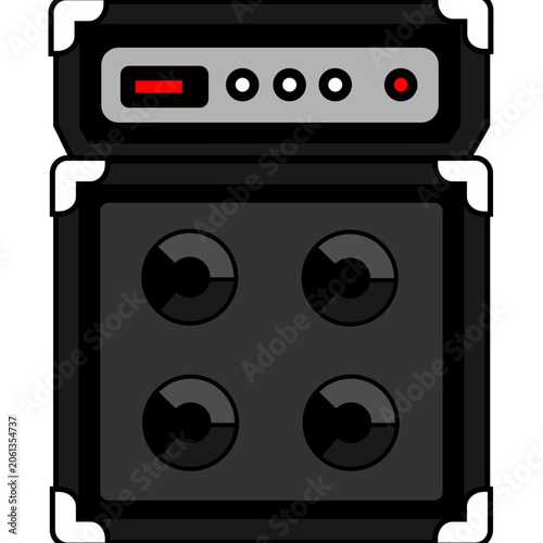 Modern black sound system speaker with control buttons and power indicator isolated