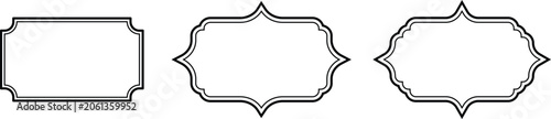 Vintage Decorative Frame Vector Set, Elegant Ornamental Border Collection in Outline Style