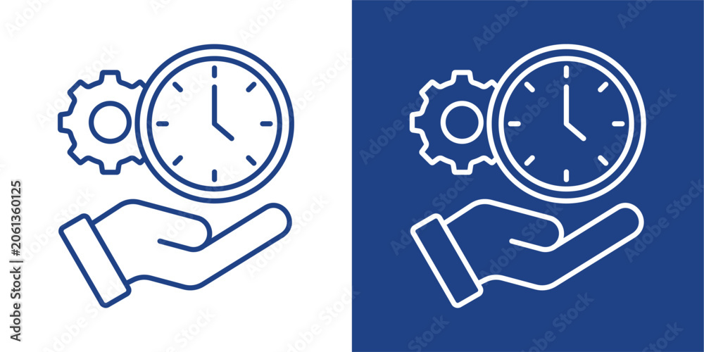 Fototapeta premium Time Management Blue And White Icon Style Collection
