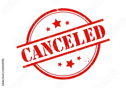 Red canceled stamp with bold white text isolated on transparent background