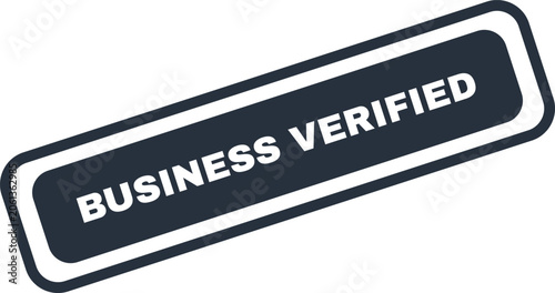 Black business verified stamp badge with white text
